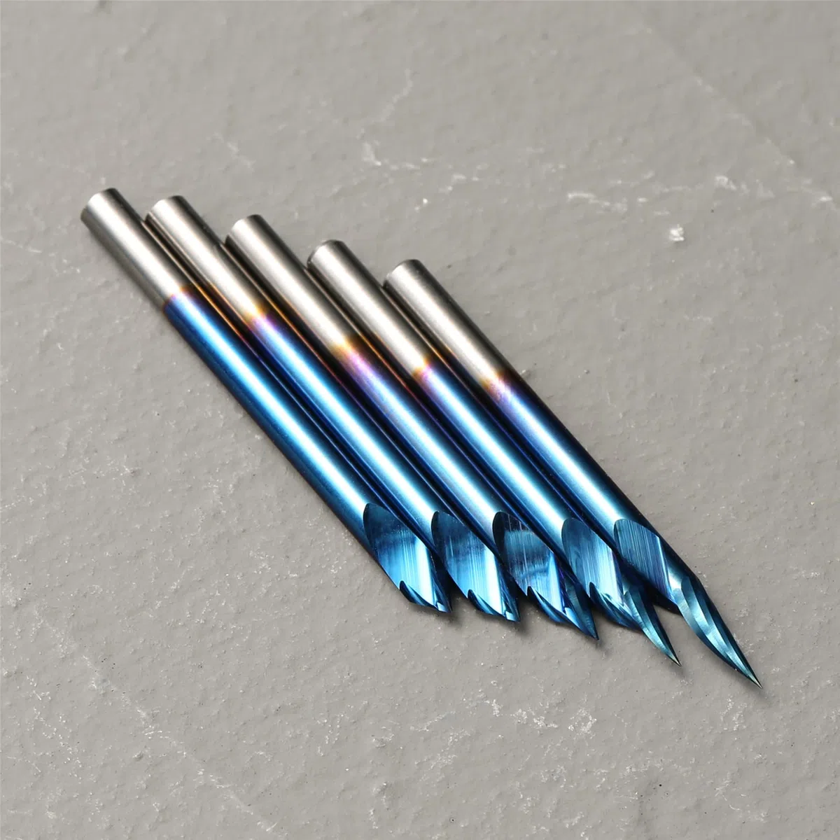 Genmitsu VG05B Frezy CNC z rowkiem V, stopień 20/30/45/60, chwyt 1/20.3 cm, nano niebieska powłoka frezarki, do rzeźbienia w drewnie, 5 szt