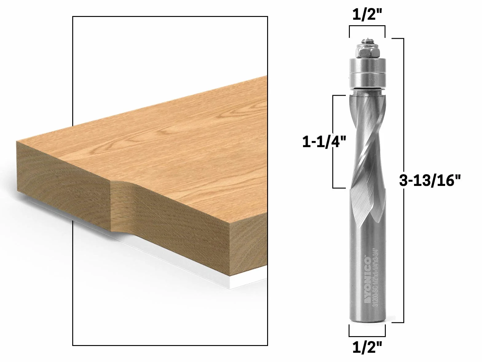 Yonico 31200-SC 1/2 cala Up-Cut podtynkowa lamówka z węglika spiekanego spiralna frez 1/2 cala chwyt