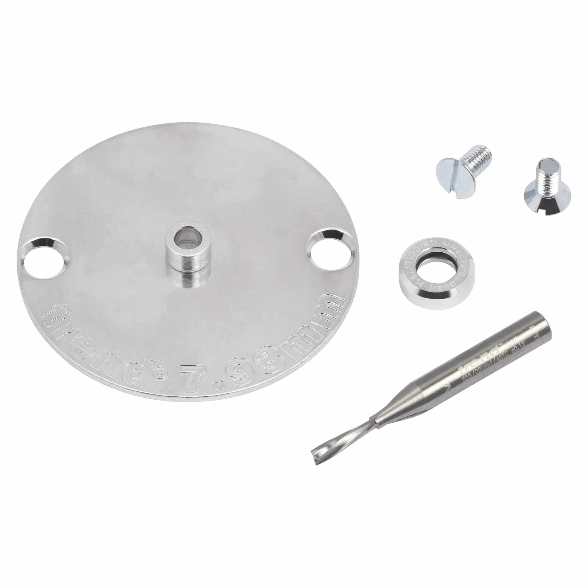Trend Profesjonalny frez do wycinania wgłębnego Carbide 3.2mm wraz z zestawem tulei do wzorników, INLAY/KIT/A