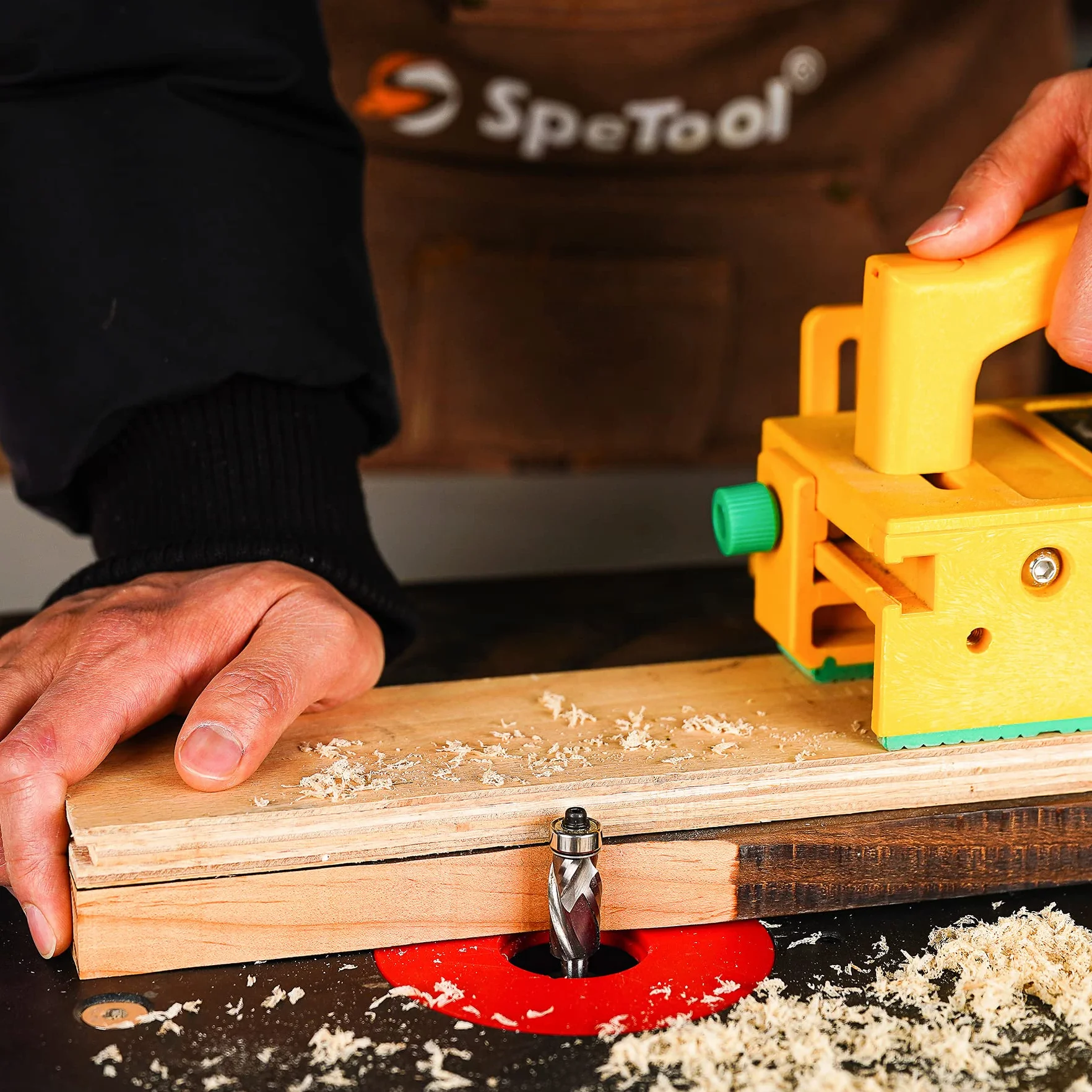 SpeTool Frez spiralny 8 mm trzpień frez dociskowy do frezarki górnowrzecionowej 12 mm średnica cięcia 25 mm długość cięcia frez do kopiowania z pierścieniem kroplowym na górze VHM do cięcia drewna