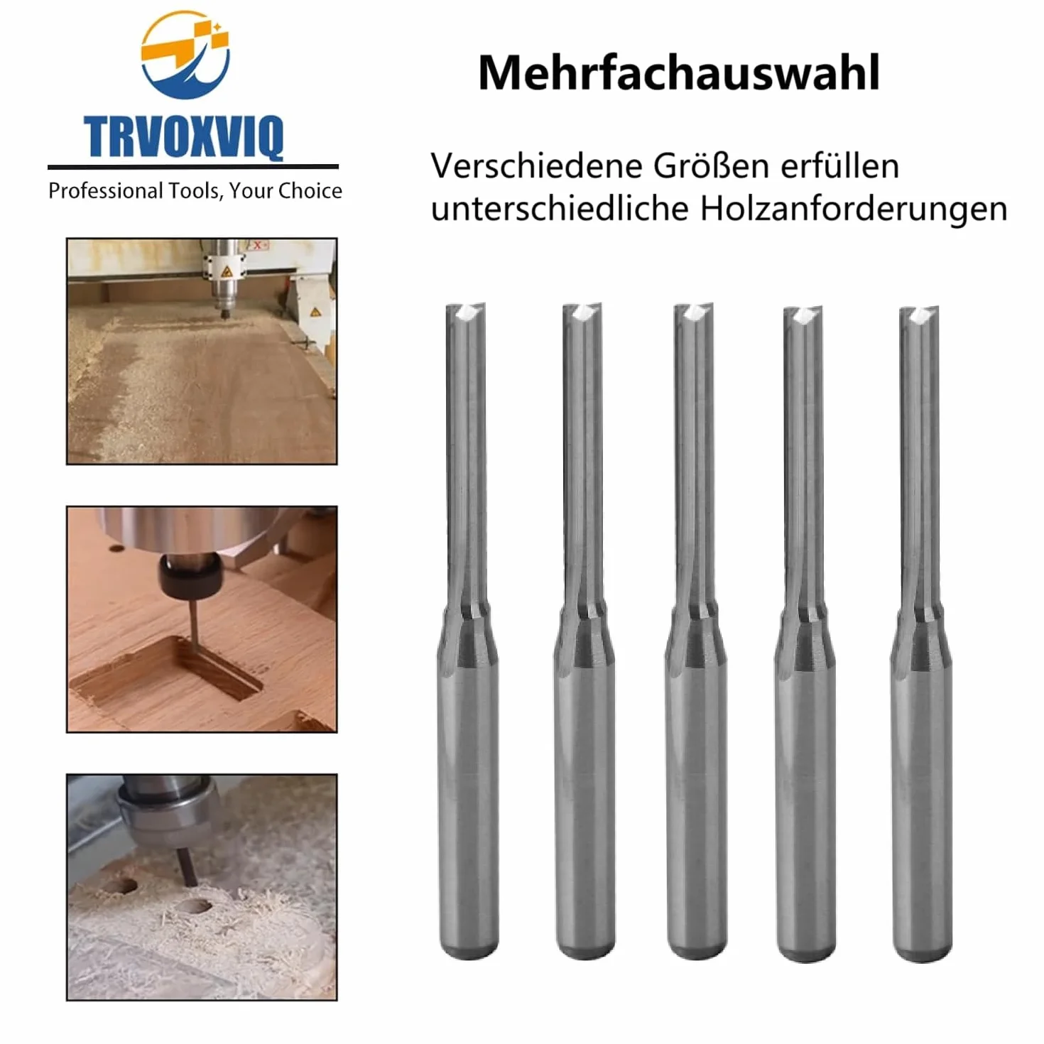 Proste frezy CNC, frezy trzpieniowe, 5 sztuk, narzędzia do frezowania z 2 rowkami, 2 x 17 mm, 1/8" trzpień w pełni z twardego metalu, zestawy młynków do grawerowania z akrylu PCW