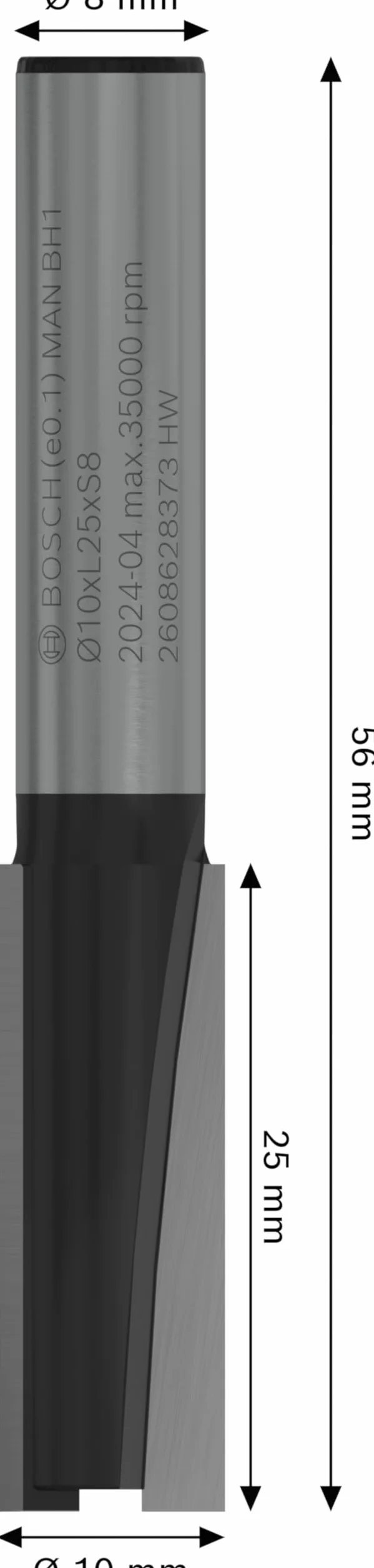 Bosch 1x Frez prosty płaski PRO, dwa rowki (do Miękkie drewno, Twarde drewno, Ø 10 mm, Professional Akcesoria Frez ręczny, Frez krawędziowy)
