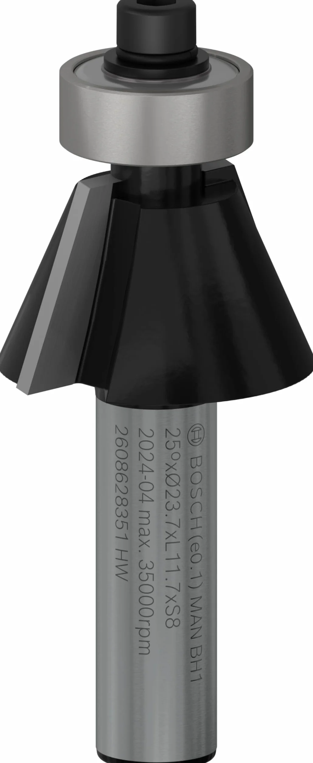 Bosch Professional Frezy proste do fazowania/laminatów Standard for Wood (do drewna, Ø 23,7 mm, Długość robocza 12 mm, 25°, Akcesoria frezarek ręcznych)