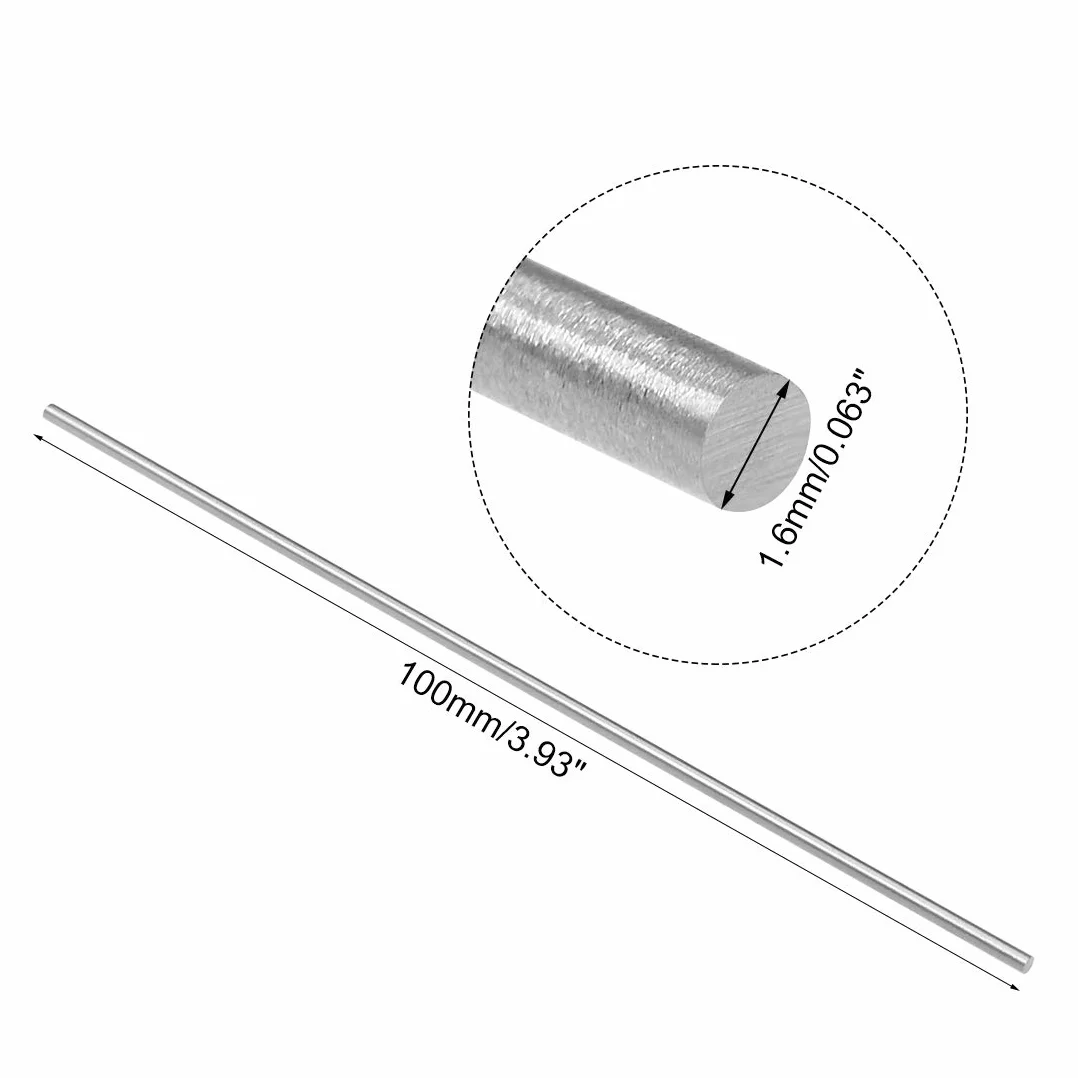 sourcing map Okrągły pręt stalowy, 1,6 mm HSS Tokarka Pręt Głowica Głowica 100 mm Długość, do wału przekładni Wiertło Tokarki Miniaturowe Wał Toczenie Maszyny 10 sztuk