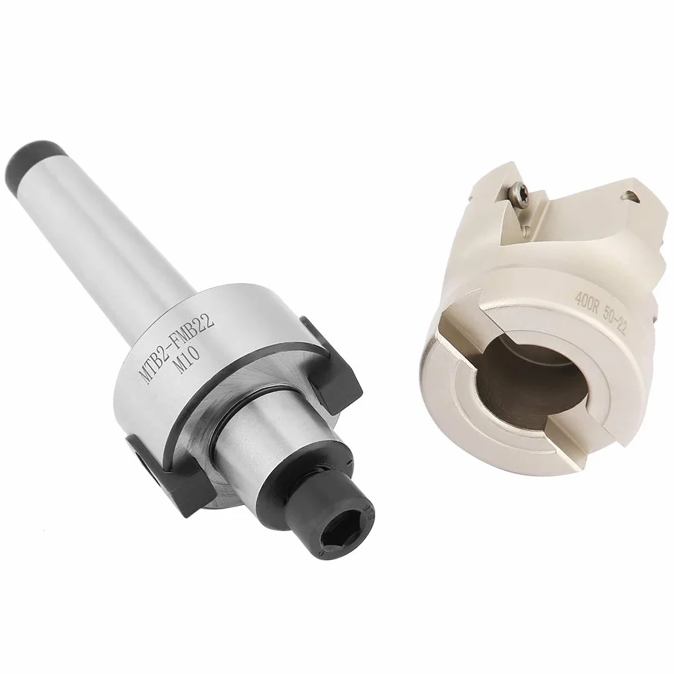 Jiawu Frez Czołowy, Wysokoobrotowy Frez Węglikowy o średnicy 50 Mm, CNC z Chwytem MT2 z 10 Płytkami APMT1604 i Kluczem do Ciężkiego, Zgrubnego, Precyzyjnego Stopnia Płaskiego