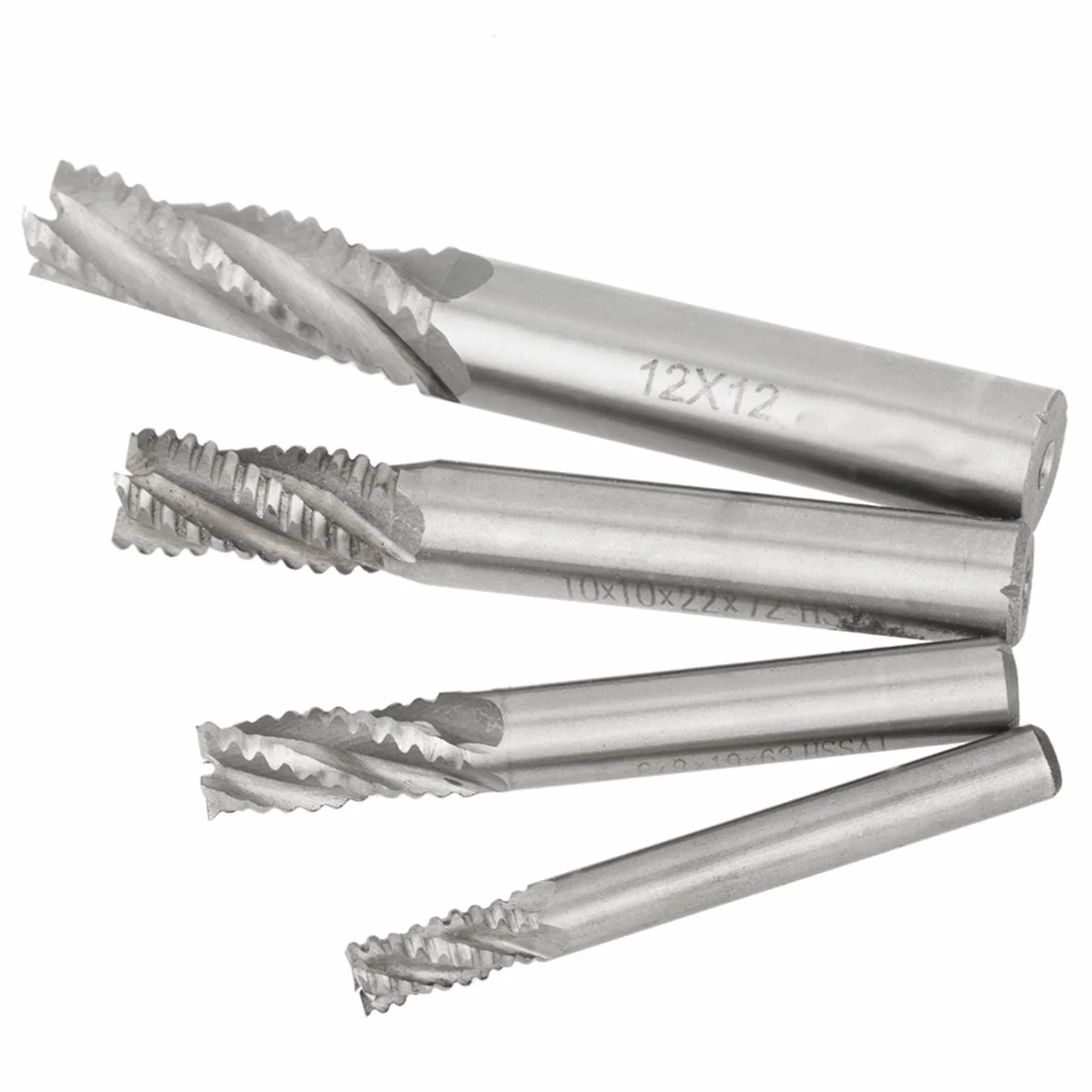 Zestaw frezarki, 4PCS 4 Flute HSS Rayming End Mill, M6 M8 M10 M12 CNC Bits do wydajnego mielenia i cięcia