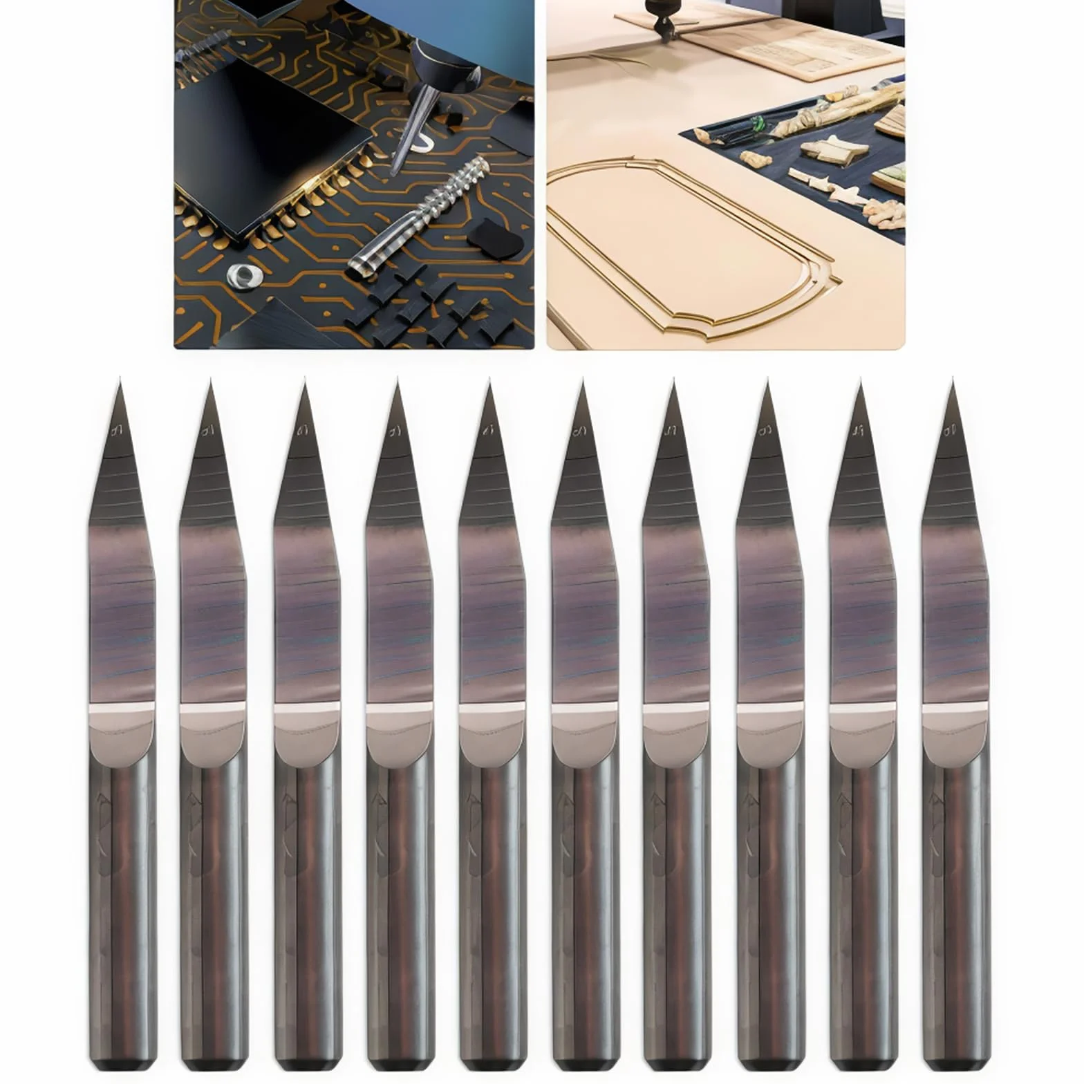 CESFONJER Ścieg do grawerowania CNC, 3,175 mm, 20°, węglik do grawerowania, 0,2 mm, końcówka do grawerowania CNC do płytek drukowanych (10 sztuk)