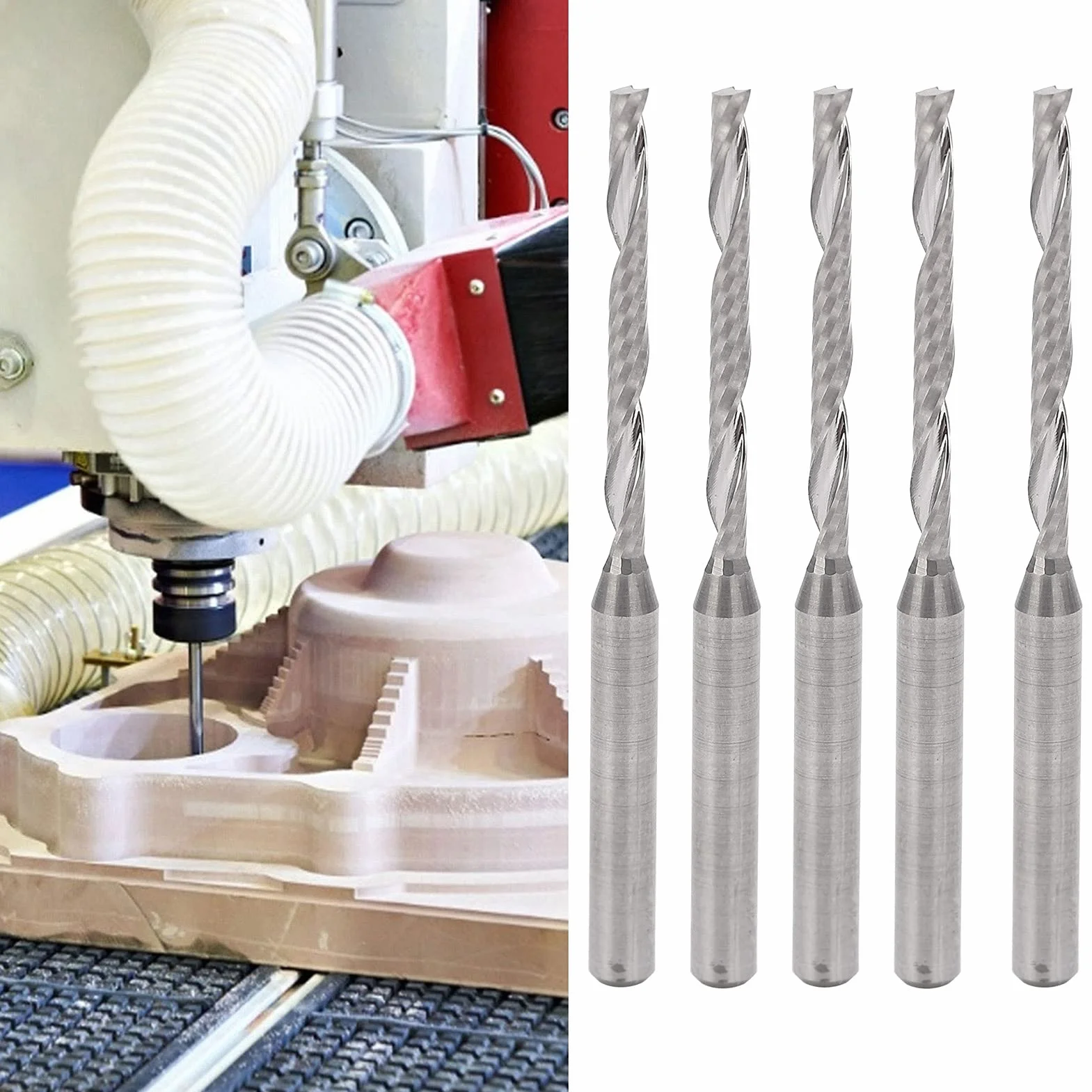 5 szt. Frez, 2mm cięcie Dia Narzędzie do grawerowania ze stali wolframowej Spiralne frezy CNC do frezarek do drewna - długość rowka 22mm