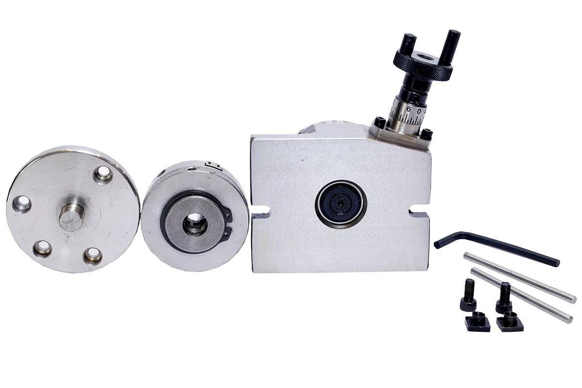 ACTOOLS Stół frezarski 80 mm + uchwyt samocentrujący 65 mm + płyta tylna i nakrętki T (dostawa 4-5 dni) (stół obrotowy 7,6 cm + uchwyt 65 mm)