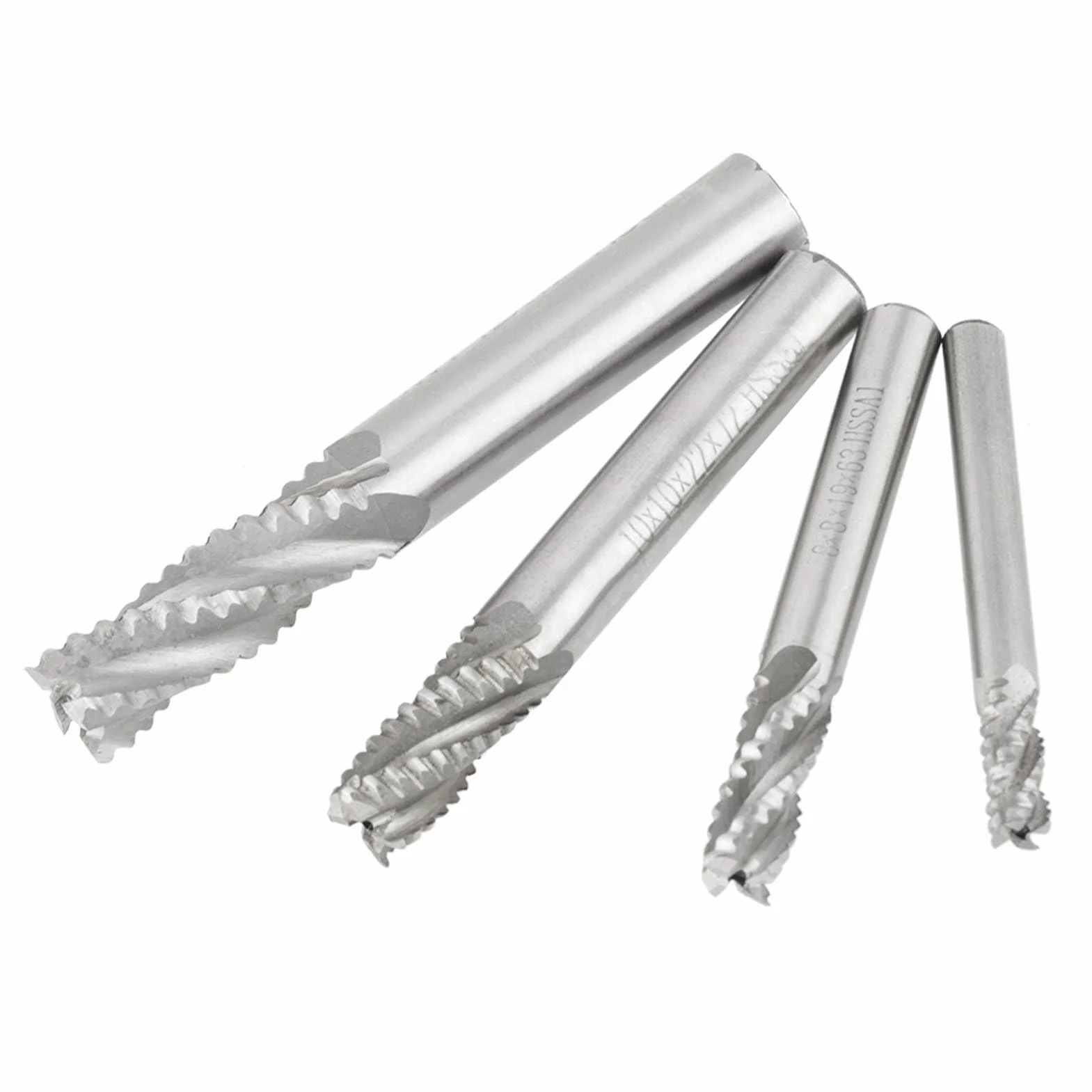 Zestaw frezarki, 4PCS 4 Flute HSS Rayming End Mill, M6 M8 M10 M12 CNC Bits do wydajnego mielenia i cięcia
