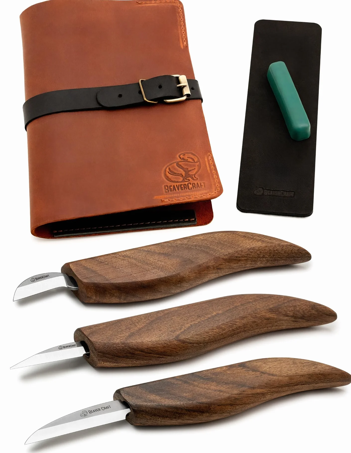 BeaverCraft Zestaw noży do rzeźbienia w drewnie Deluxe S15X – narzędzie do rzeźbienia, dłuto drążone, dłuto