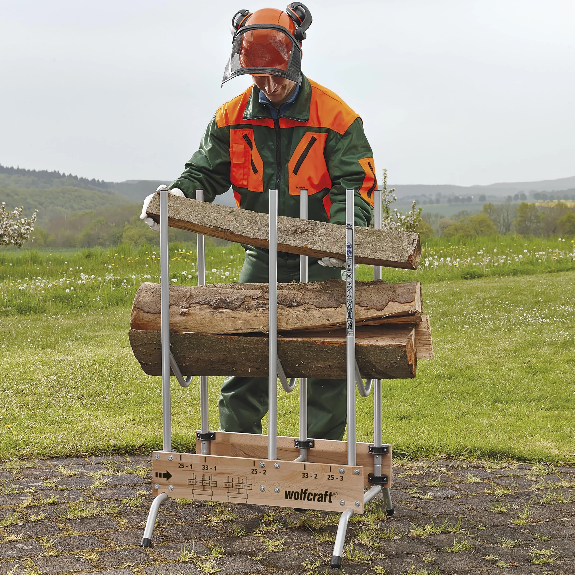 wolfcraft Stojak do cięcia drewna I 5121000 I Solidny i stabilny stojak do cięcia drewna opałowego
