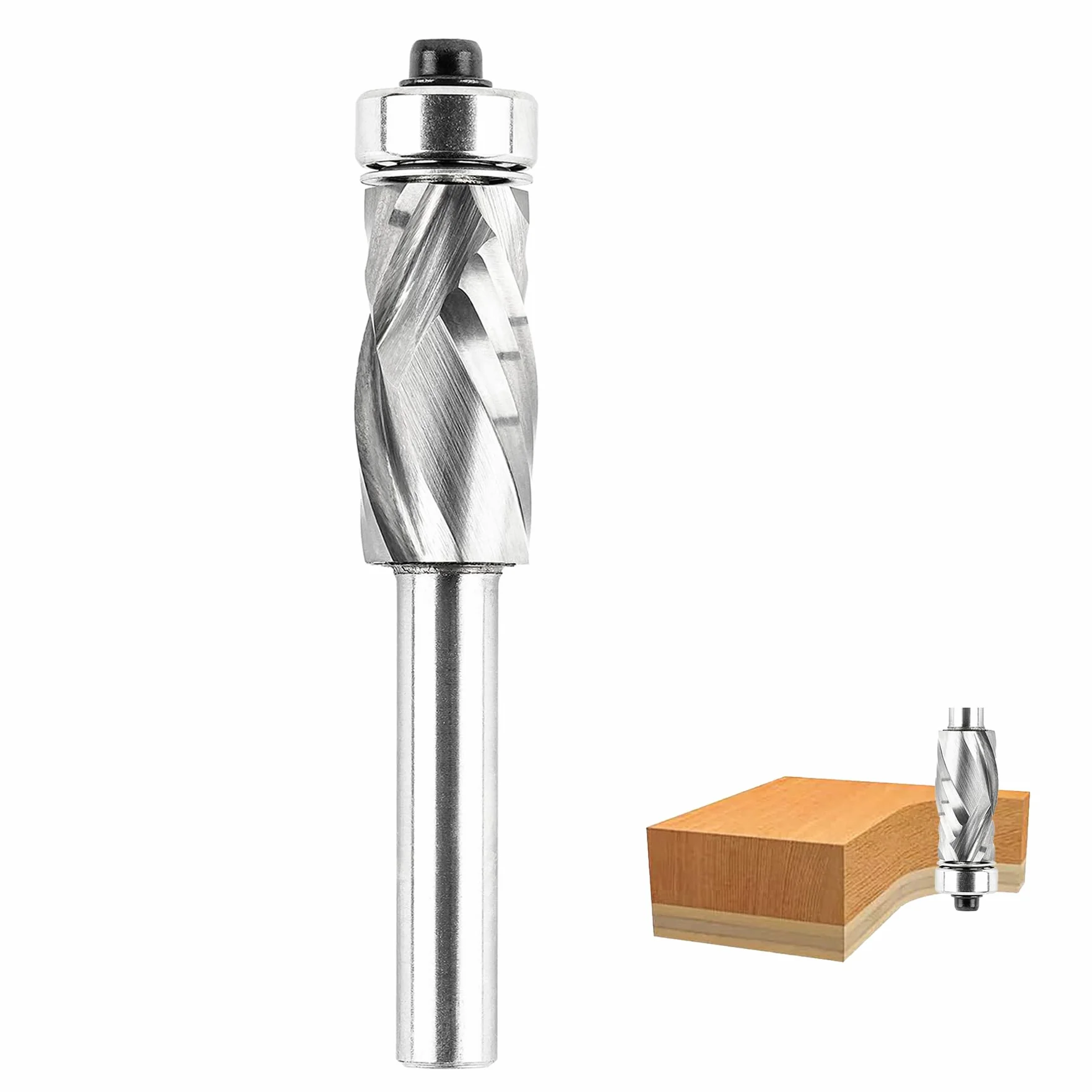 SpeTool Frez spiralny 8 mm trzpień frez dociskowy do frezarki górnowrzecionowej 12 mm średnica cięcia 25 mm długość cięcia frez do kopiowania z pierścieniem kroplowym na górze VHM do cięcia drewna