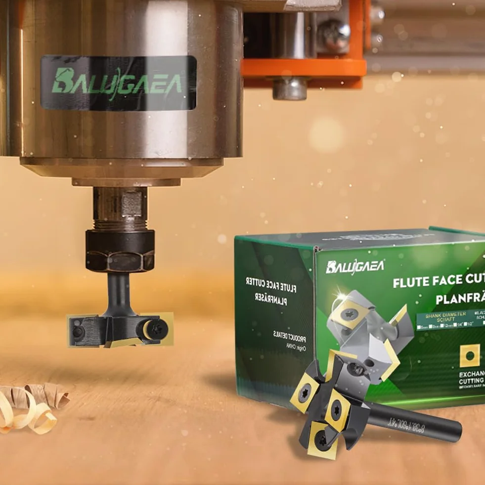 Frez czołowy 8 mm trzonek frez rowkowy 38,1 mm średnica cięcia frez czołowy do frezarki górnowrzecionowej CNC Frez do drewna z 4 nożami z twardego metalu TiN-besch 12 x 12 mm