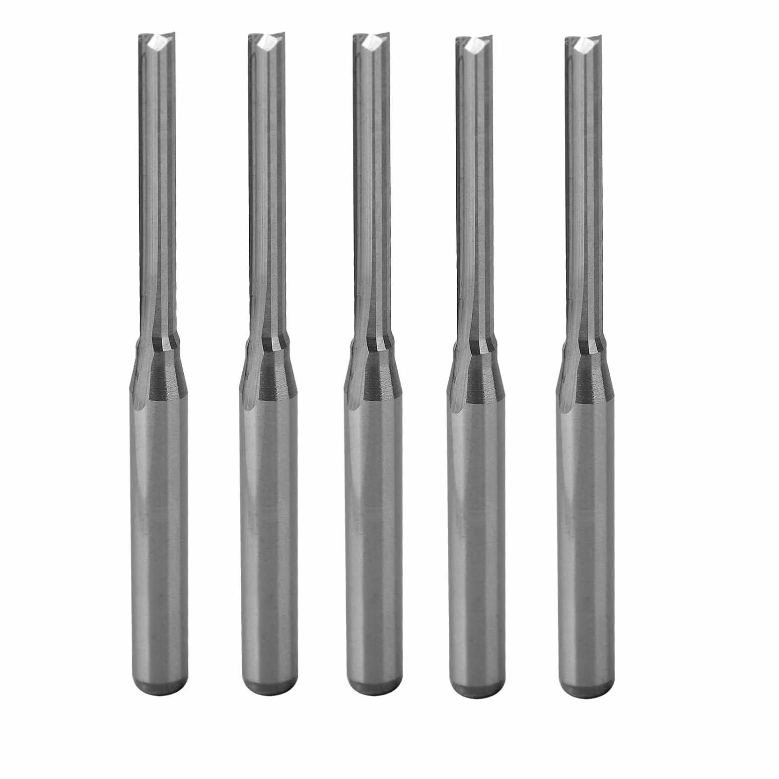 Proste frezy CNC, frezy trzpieniowe, 5 sztuk, narzędzia do frezowania z 2 rowkami, 2 x 17 mm, 1/8" trzpień w pełni z twardego metalu, zestawy młynków do grawerowania z akrylu PCW