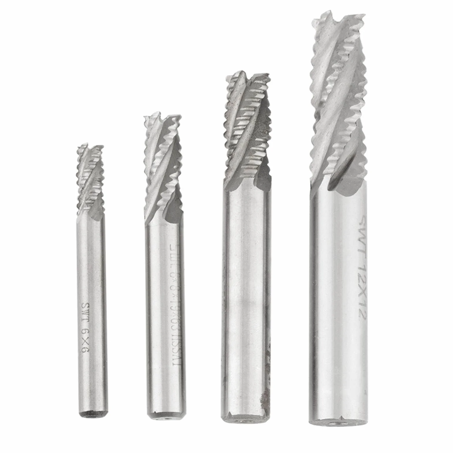 Zestaw frezarki, 4PCS 4 Flute HSS Rayming End Mill, M6 M8 M10 M12 CNC Bits do wydajnego mielenia i cięcia