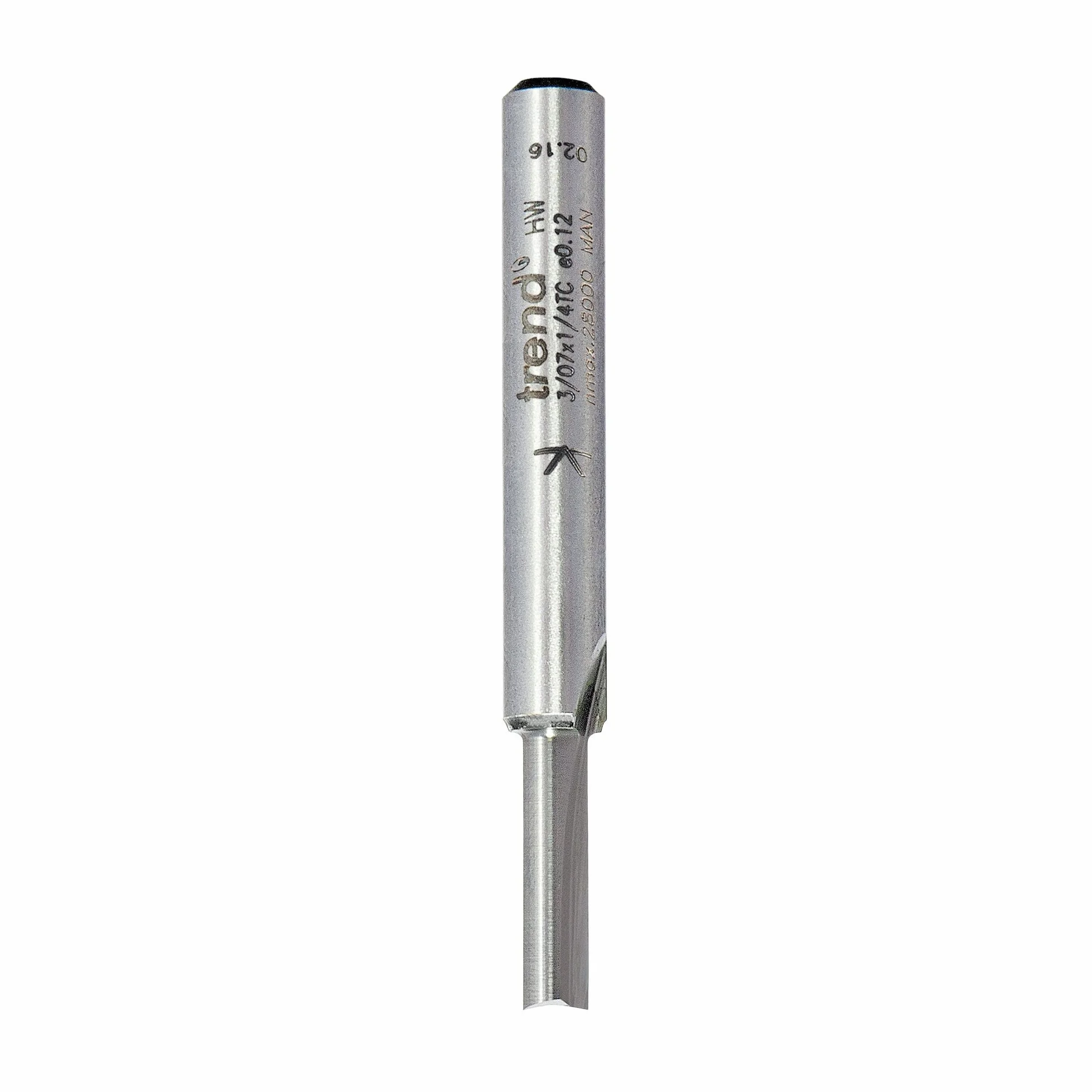 Trend Profesjonalny frez prosty dwupiórowy do frezarki górnowrzecionowej, trzpień 1/4 cala, średnica cięcia 4 mm, długość cięcia 15,9 mm, węglik spiekany (TCT), 3/07X1/4TC