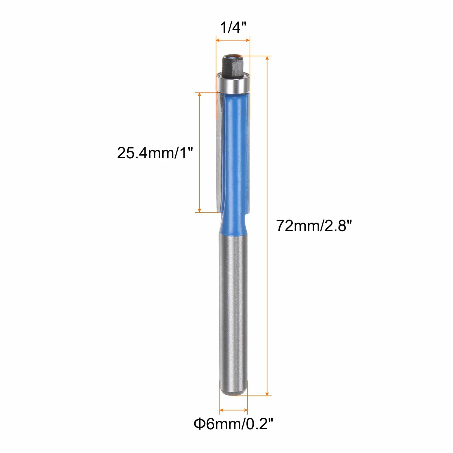 QUARKZMAN Frez do wyrównywania powierzchni 6 mm trzpień 1/4" średnica 1" głębokość cięcia górnego łożyska równo proste frezy z twardego metalu do płyt wiórowych, sklejki, płyty MDF, do obróbki drewna,