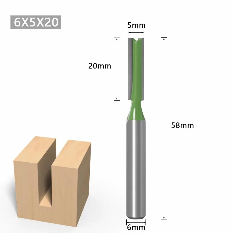 7 szt. frez prosty z trzonkiem 6 mm, frezy prosty, do drewna z węglika wolframu, narzędzie do obróbki drewna, prosty router do pojedynczego podwójnego fletu drewnianego, 3 mm 4 mm 5 mm 8 mm 10