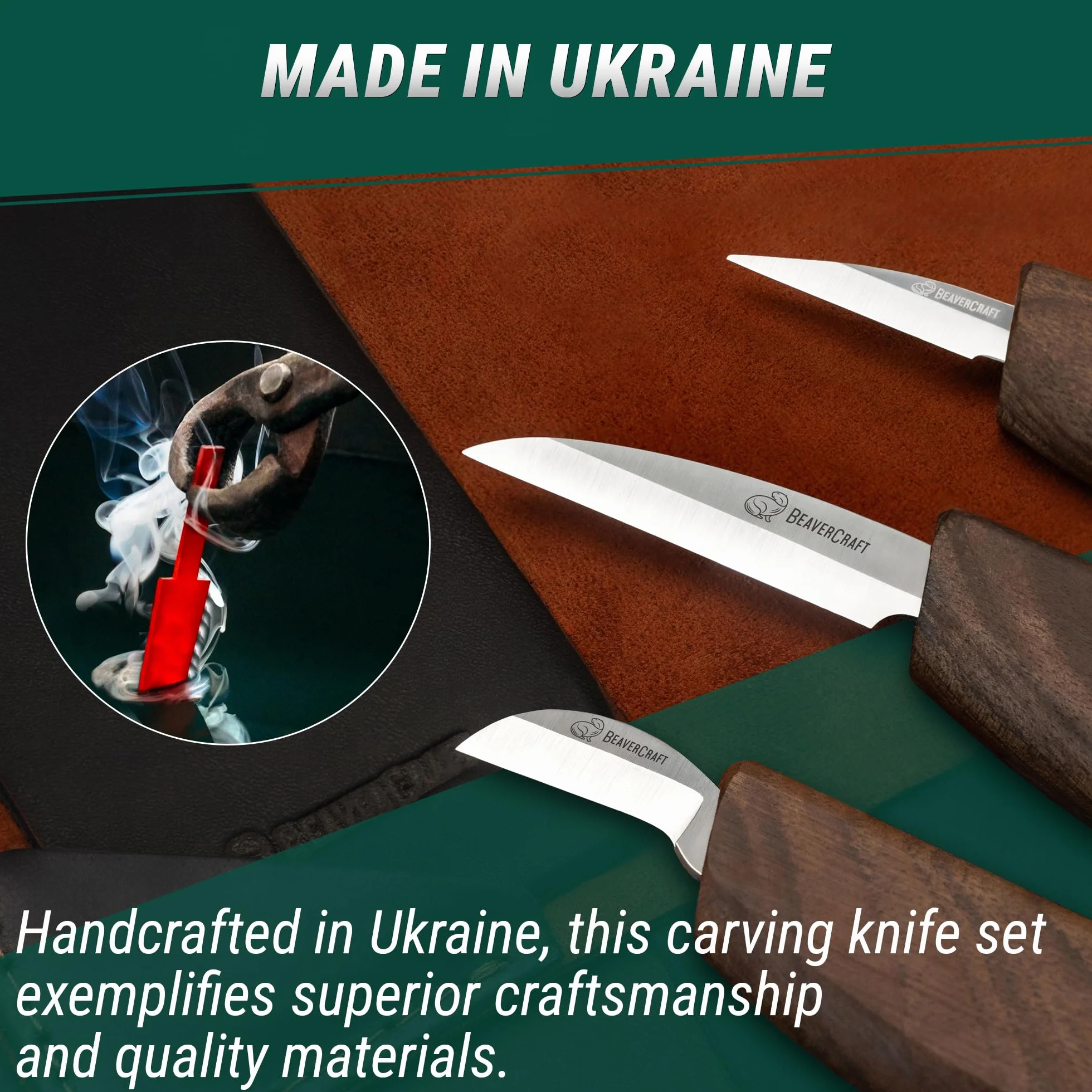 BeaverCraft Zestaw noży do rzeźbienia w drewnie Deluxe S15X – narzędzie do rzeźbienia, dłuto drążone, dłuto