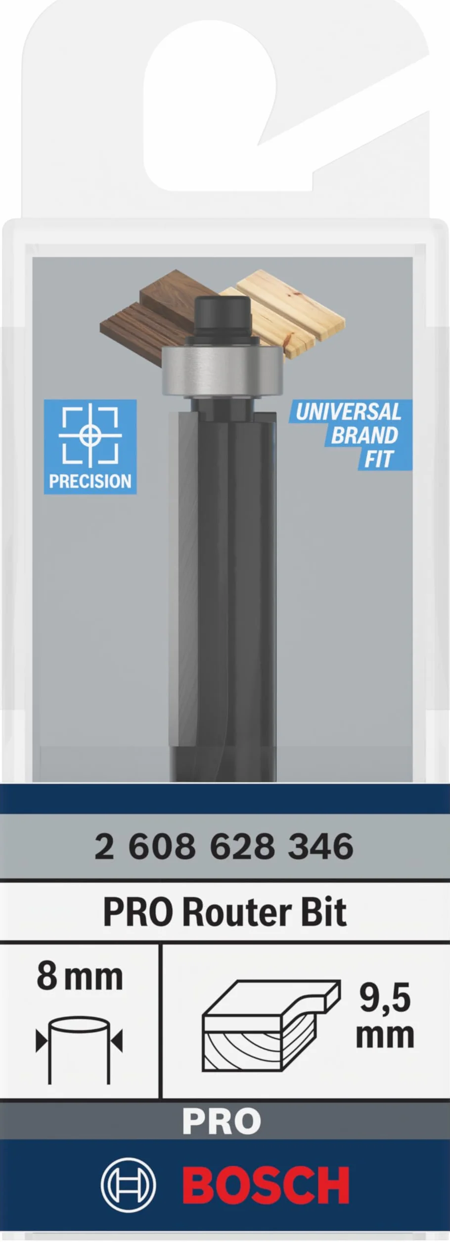 Bosch Professional Frez prosty do laminatów Standard for Wood (do drewna, Ø 9,5 mm, Długość robocza 25,4 mm, Akcesoria frezarek ręcznych)