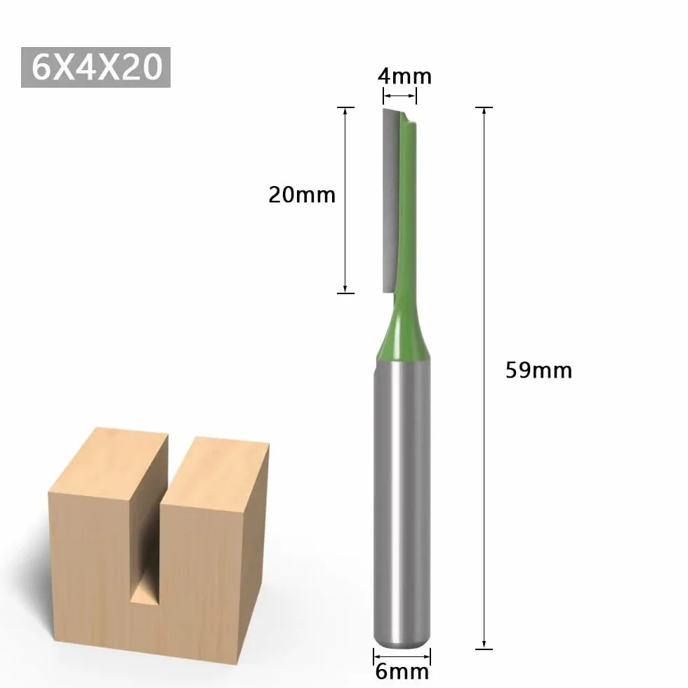 7 szt. frez prosty z trzonkiem 6 mm, frezy prosty, do drewna z węglika wolframu, narzędzie do obróbki drewna, prosty router do pojedynczego podwójnego fletu drewnianego, 3 mm 4 mm 5 mm 8 mm 10
