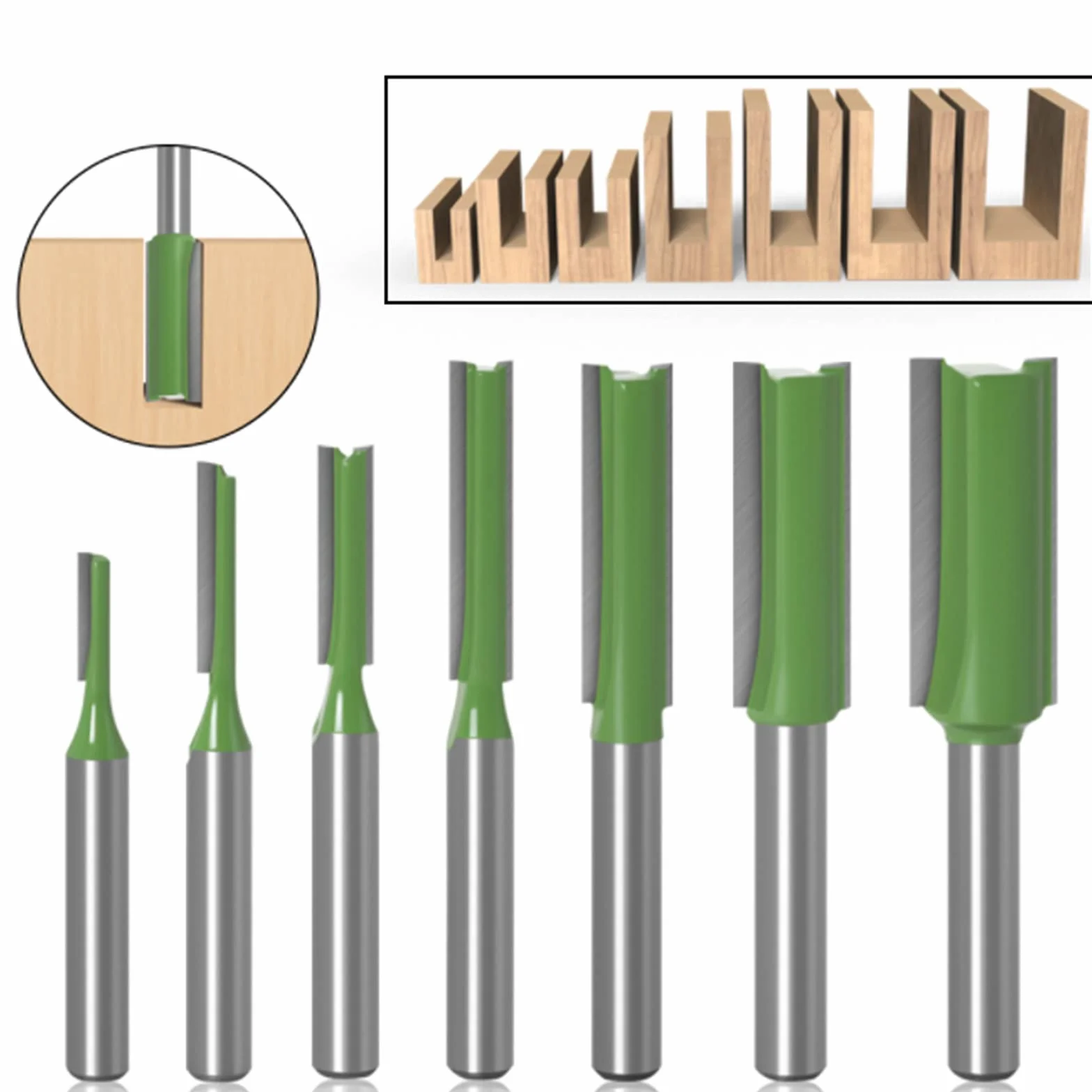 7 szt. frez prosty z trzonkiem 6 mm, frezy prosty, do drewna z węglika wolframu, narzędzie do obróbki drewna, prosty router do pojedynczego podwójnego fletu drewnianego, 3 mm 4 mm 5 mm 8 mm 10
