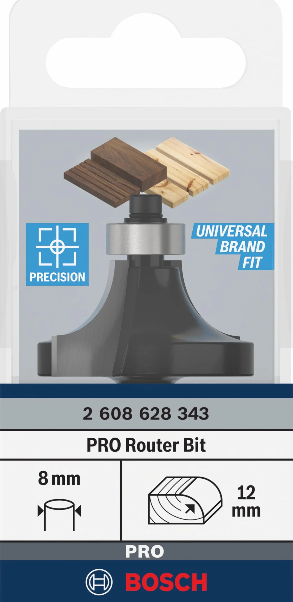 Bosch Professional Frez do zaokrągleń Standard for Wood (do drewna, Kąt 12 mm, Długość robocza 19 mm, Akcesoria frezarek ręcznych)