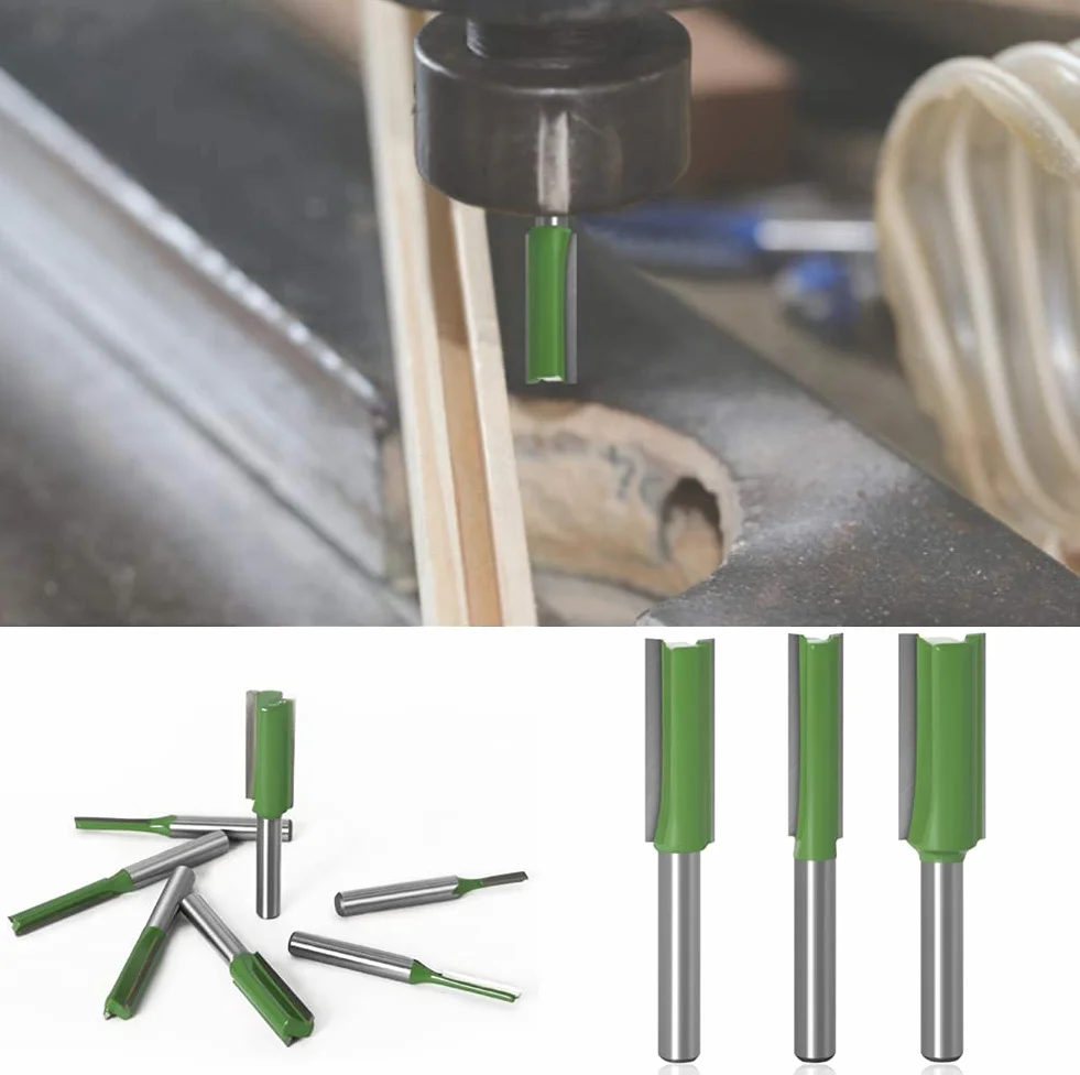 7 szt. frez prosty z trzonkiem 6 mm, frezy prosty, do drewna z węglika wolframu, narzędzie do obróbki drewna, prosty router do pojedynczego podwójnego fletu drewnianego, 3 mm 4 mm 5 mm 8 mm 10