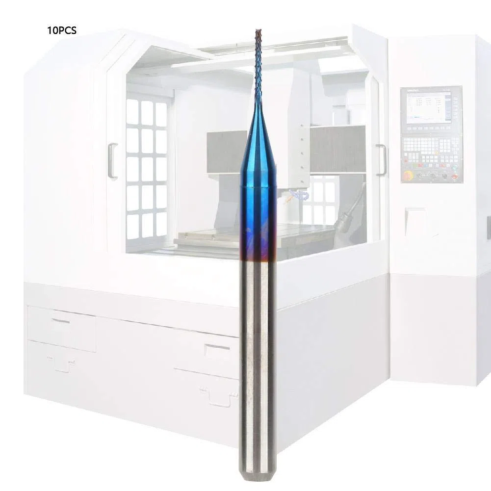 10 stücke Wolframfräser Blau Beschichtet Spiralfräser Fräsmaschine Cutter Bohrer CNC Fräser Set Werkzeug(0.5mm)