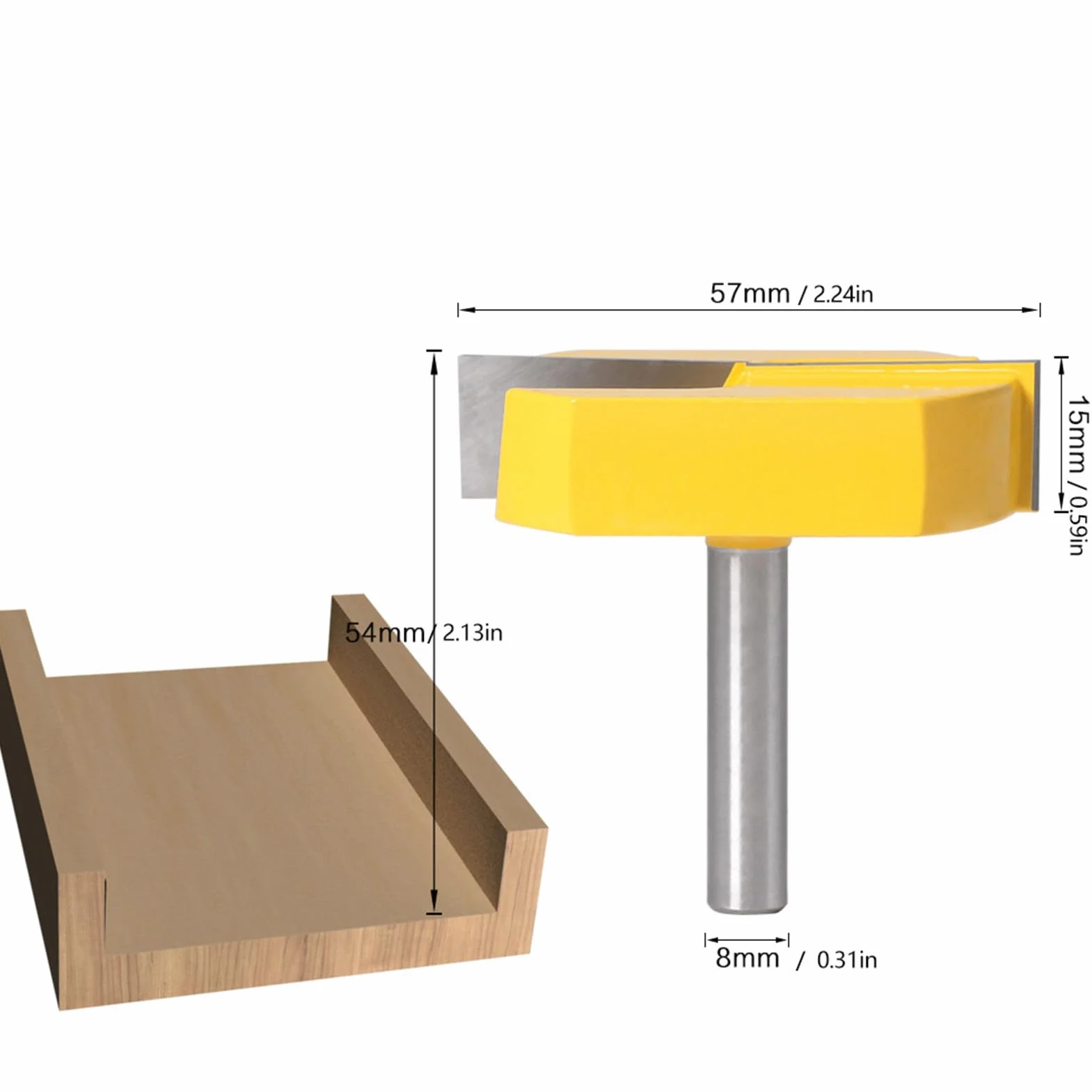 8mm Frez, Spoilboard Frez do Napawania Płyta Spłaszczanie Frez do Dolnej Powierzchni Struganie Narzędzie do Obróbki Drewna Frez do Drewna