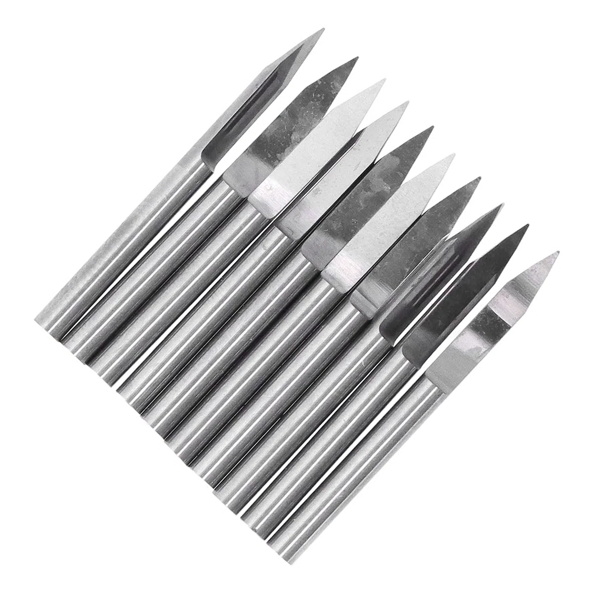 Haofy Trwałe Końcówki do Grawerowania ze Stali Wolframowej do Routerów CNC V Bity 10 szt. Wysoka twardość Plastikowego Włókna Szklanego (0,1 mm)