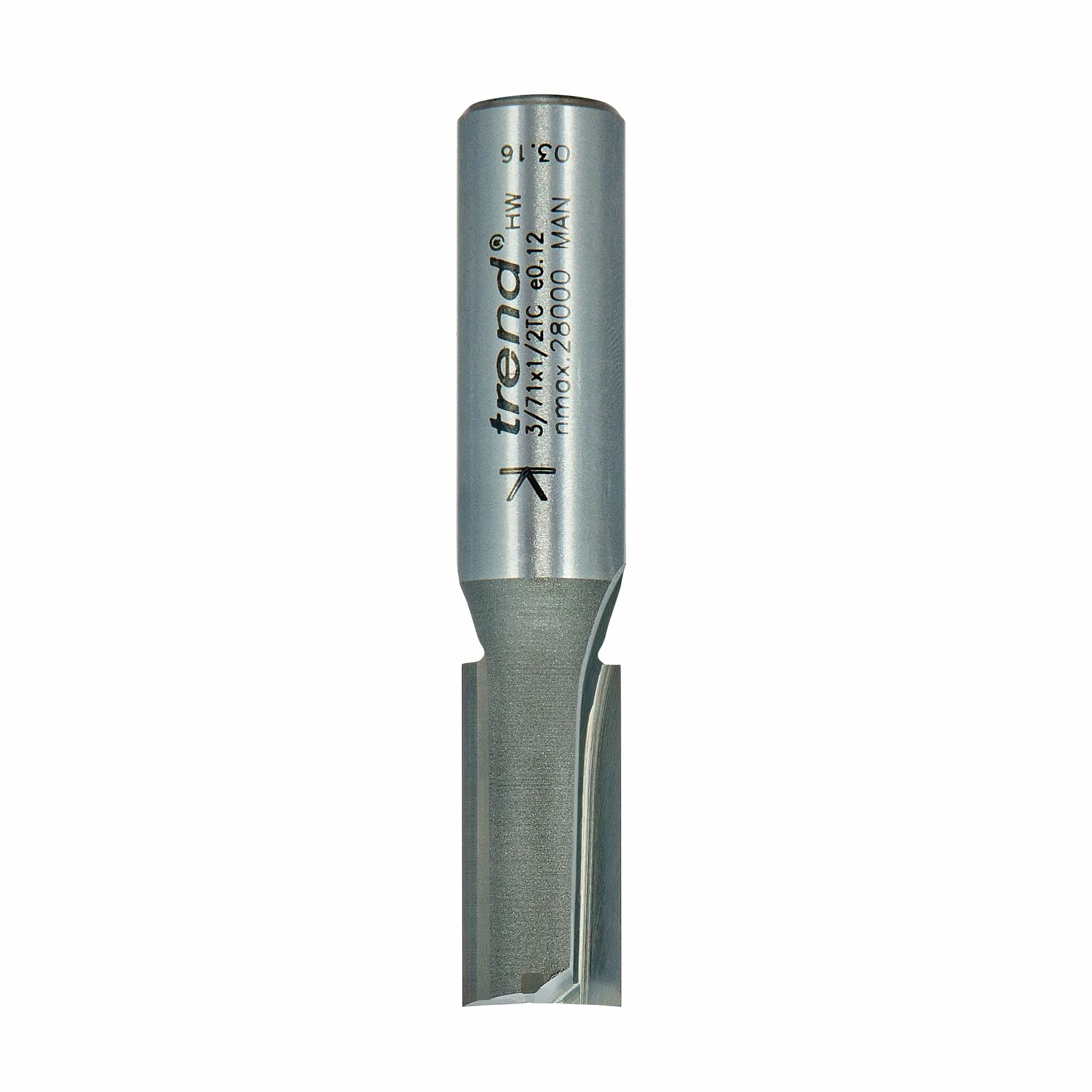 Trend Profesjonalny frez prosty dwupiórowy do frezarki górnowrzecionowej, trzpień 1/2 cala, średnica cięcia 12 mm, długość cięcia 25 mm, węglik spiekany (TCT), 3/71X1/2TC
