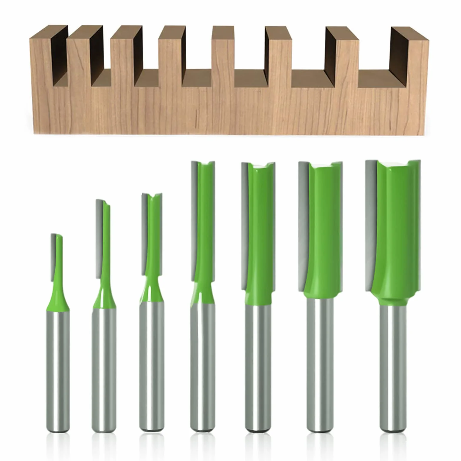 7 szt. frez prosty z trzonkiem 6 mm, frezy prosty, do drewna z węglika wolframu, narzędzie do obróbki drewna, prosty router do pojedynczego podwójnego fletu drewnianego, 3 mm 4 mm 5 mm 8 mm 10