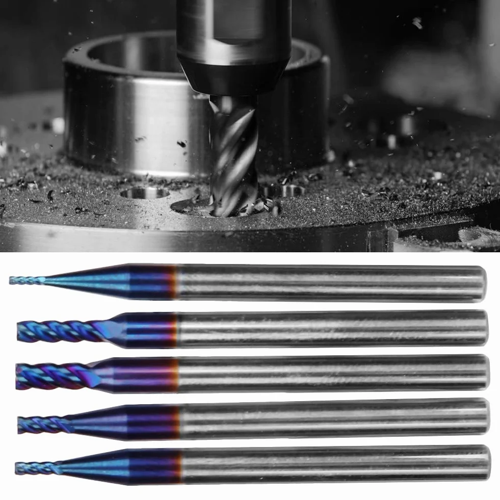 Frezowanie Noża, 5 -szt. Zestaw Bitów Młyna Końcowego CNC, CNC Routerze Cuting Narzędzie Grawerowania Frezowania CNC Bits Blue Nano Powlekane, Końce
