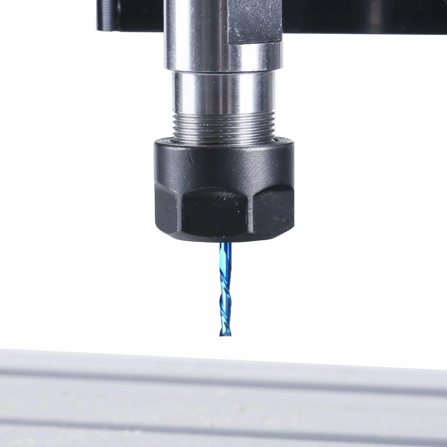 SainSmart Genmitsu 10 szt. Nano Blue Coat frez trzpieniowy do płaskiego nosa, frez trzpieniowy CNC, 1/8", spirala Upcut, 2 końcówki poprzeczne, zestaw frezów trzpieniowych do akrylu, drewna PCB (3,175