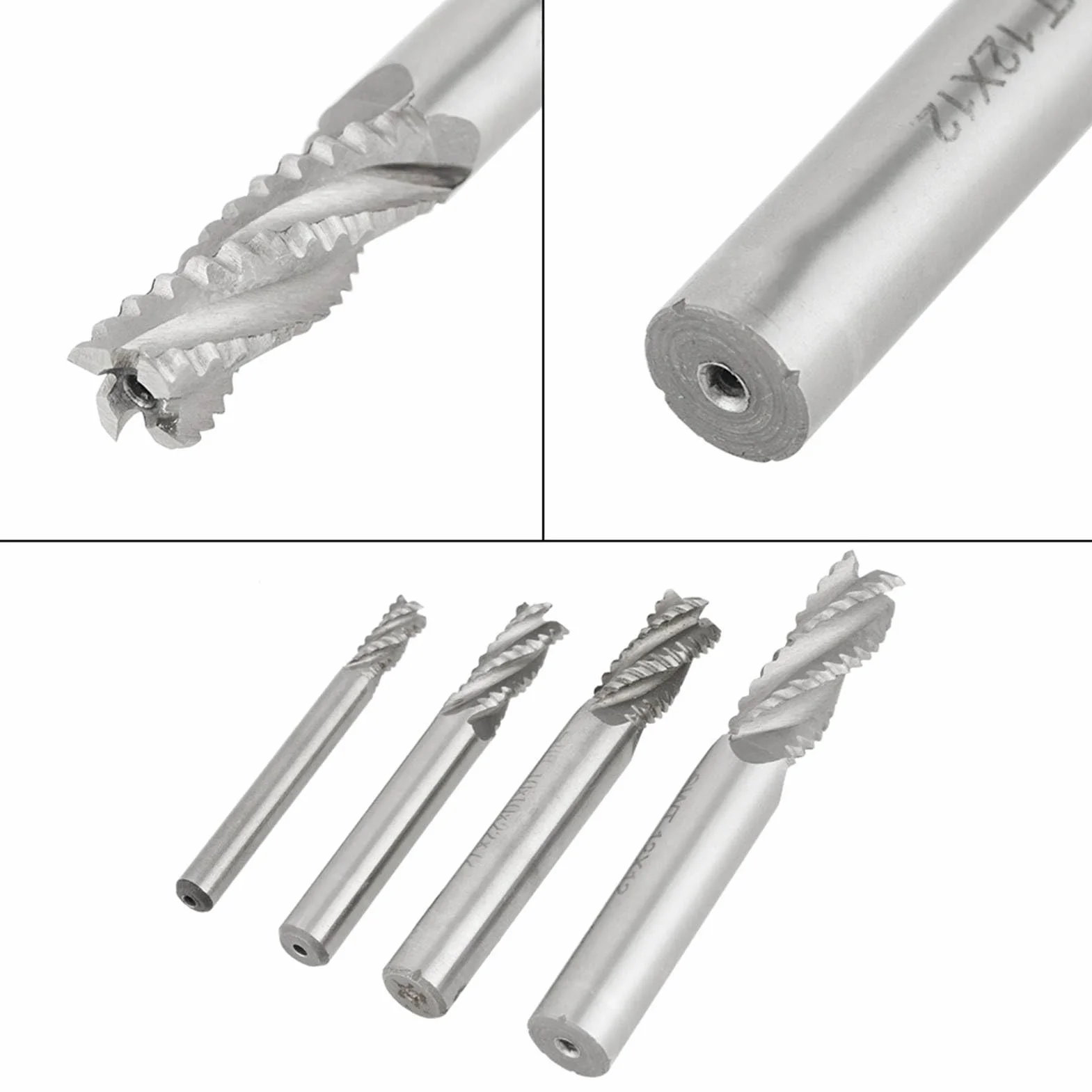 Zestaw frezarki, 4PCS 4 Flute HSS Rayming End Mill, M6 M8 M10 M12 CNC Bits do wydajnego mielenia i cięcia