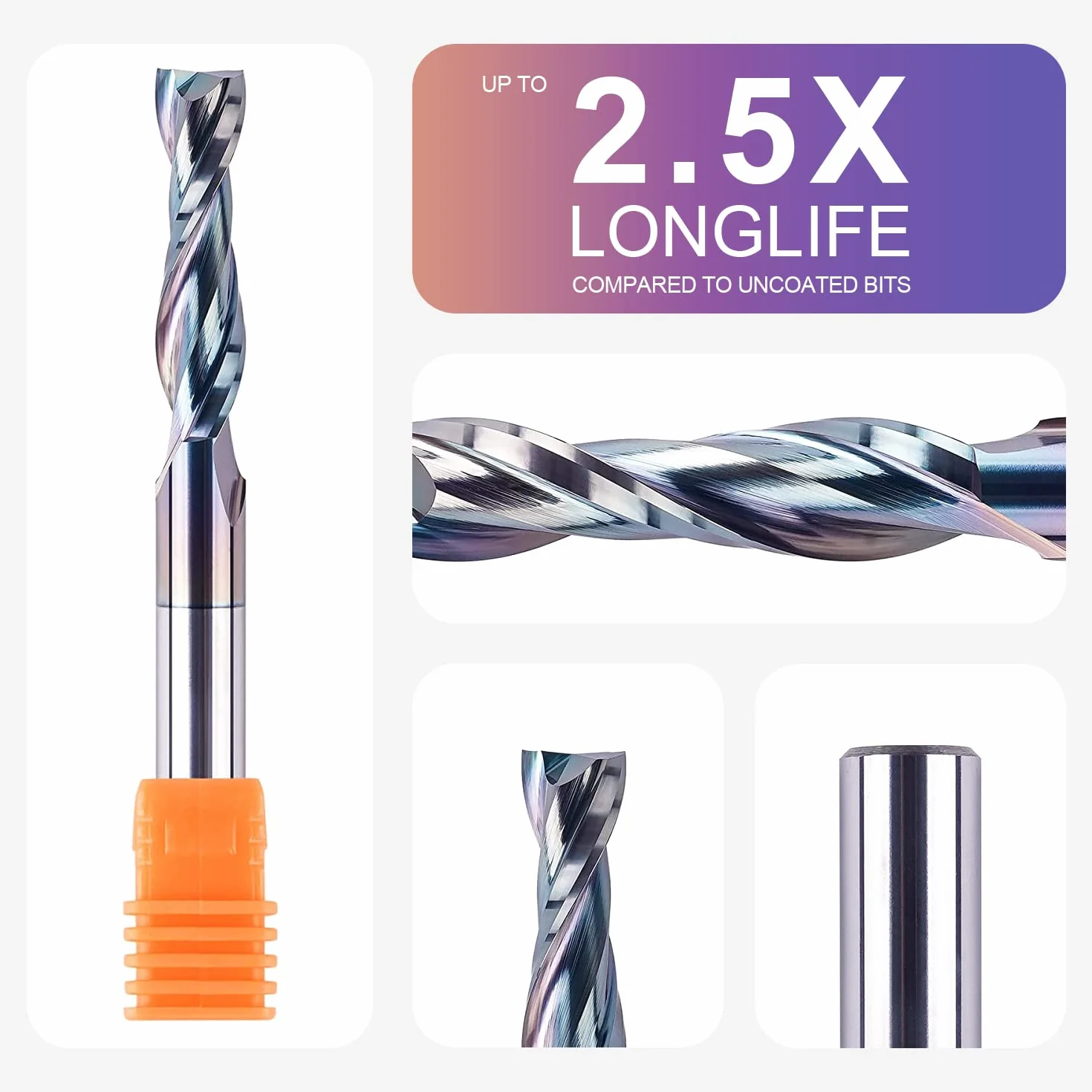 SpeTool Frez Spiralny 8 mm, Upcut 32 mm, Długość Cięcia, Z Powłoką SPE-X, CNC Do Frezarki Górnowrzecionowej, 2 Flety, VHM, Trzpieniowy