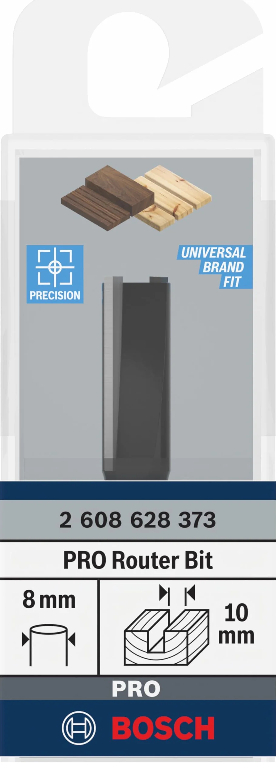 Bosch 1x Frez prosty płaski PRO, dwa rowki (do Miękkie drewno, Twarde drewno, Ø 10 mm, Professional Akcesoria Frez ręczny, Frez krawędziowy)