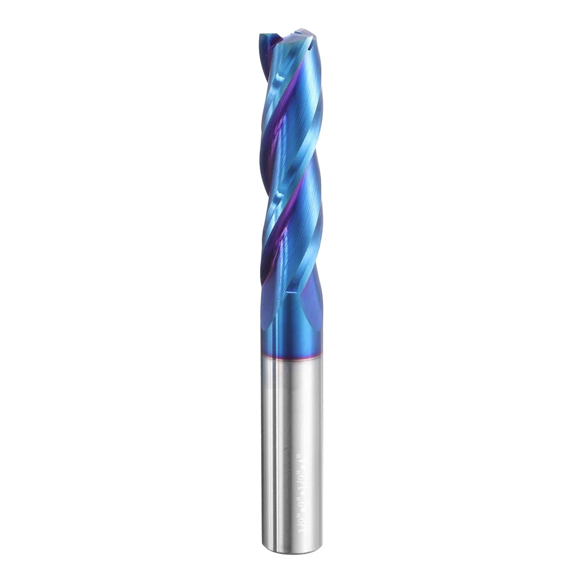 QUARKZMAN Frez spiralny 1/2", średnica cięcia 1/2", trzpień, frez do góry, niebieski, powlekany nano metal, 3 ostrza CNC do drewna, tworzywa sztucznego (długość cięcia 5 cm)