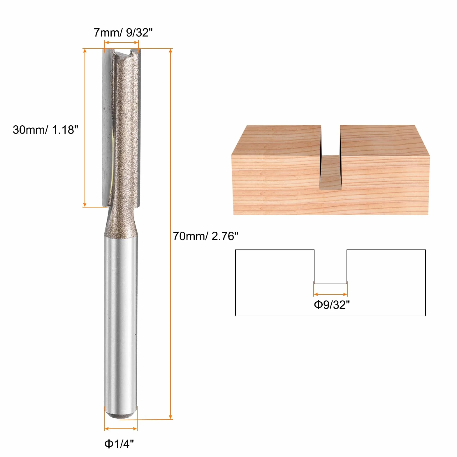 QUARKZMAN Frezy proste 1/4" trzpień 9/32" średnica cięcia 2 flety długość cięcia 3,5 " YG6 Frez z węglików spiekanych z powłoką PTFE