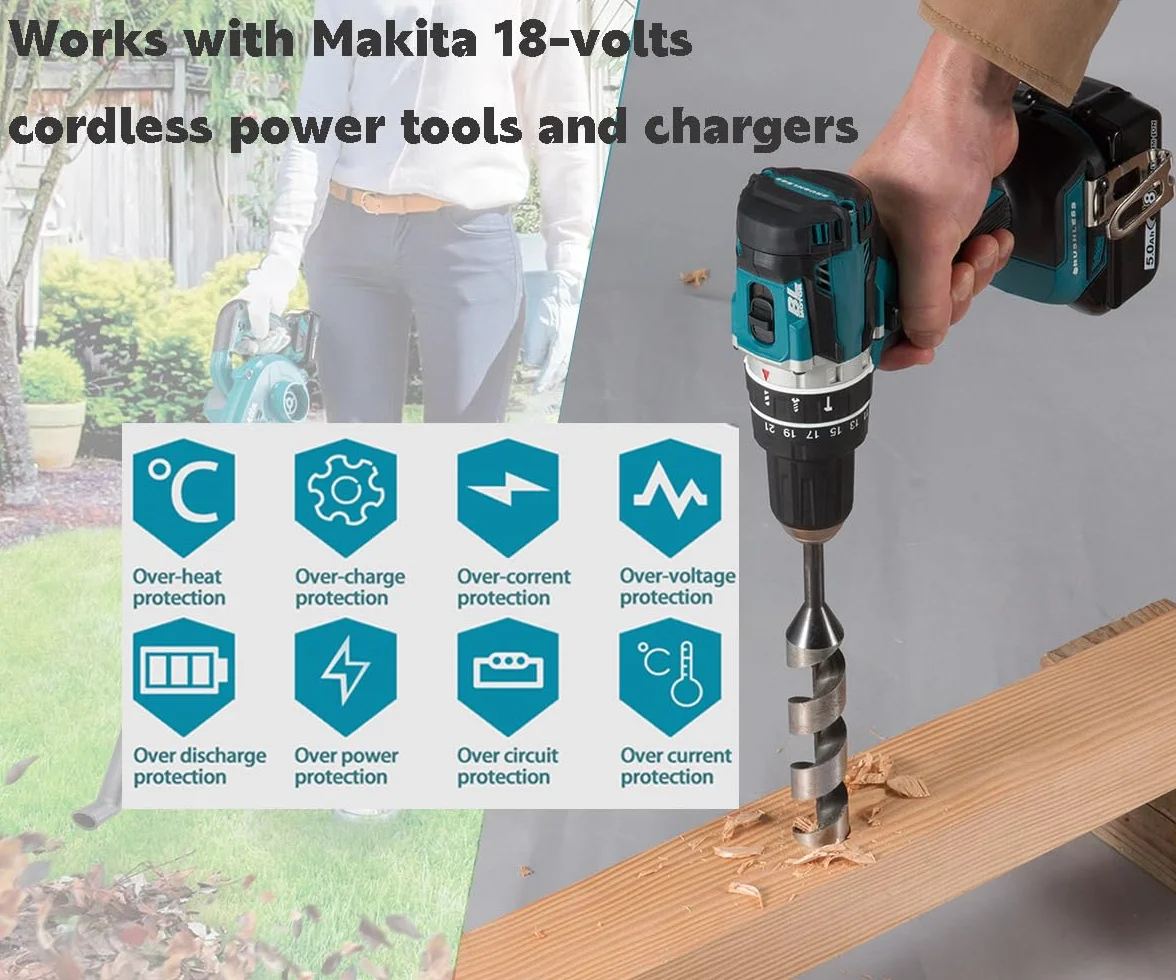 BL1850B 18 V 5Ah Bateria z ładowarką DC18RC do Makita 18 V LXT Litowo-jonowa BL1860B BL1850 BL1840 BL1830, kompatybilna z radiem DMR115 Makita wkrętarka 18 V